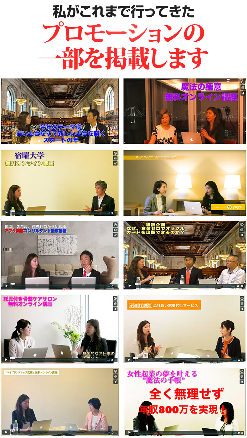 私がこれまで行ってきたプロモーションの一部を掲載します